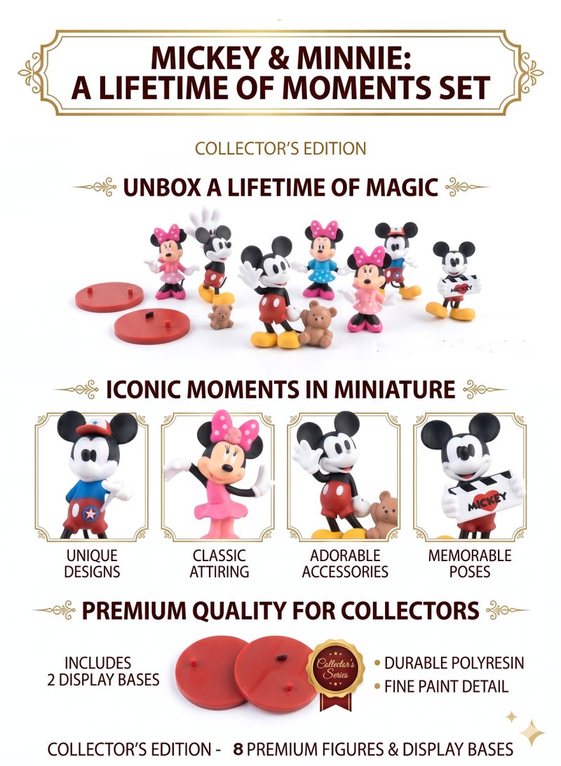 Disney Mickey Mouse & Minnie Collectible Figures 8 Pcs Set – 9cm Premium PVC Character Toy Statues | Mickey Mouse Cake Topper Model Collection Set with Display Bases & Accessories | Best Gift for Kids & Disney Lovers Birthday, Eid, Christmas - Image 3
