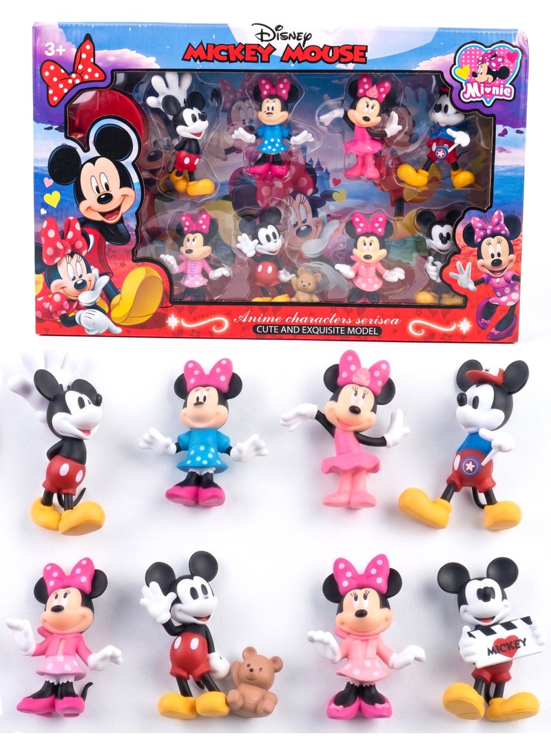 Disney Mickey Mouse & Minnie Collectible Figures 8 Pcs Set – 9cm Premium PVC Character Toy Statues | Mickey Mouse Cake Topper Model Collection Set with Display Bases & Accessories | Best Gift for Kids & Disney Lovers Birthday, Eid, Christmas - Image 1
