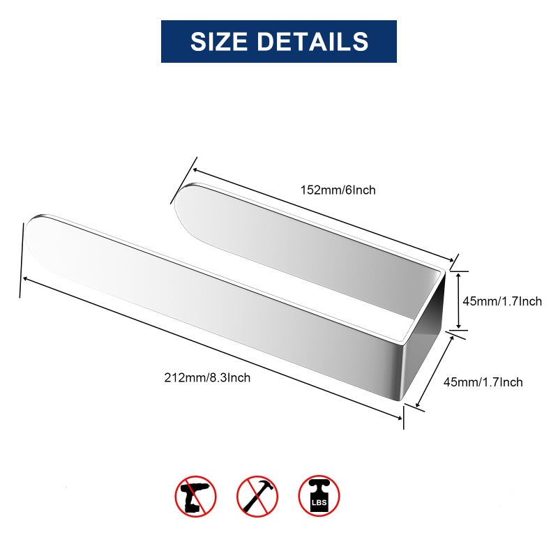 HUFEEOH Adhesive Hand Towel Holder  Kitchen Towel Holder Towel Bars Wall Mounted  Stainless Steel Bath Towel Holder for Bathroom Hotel Kitchen (8 inch  Polished Silver) - Image 4