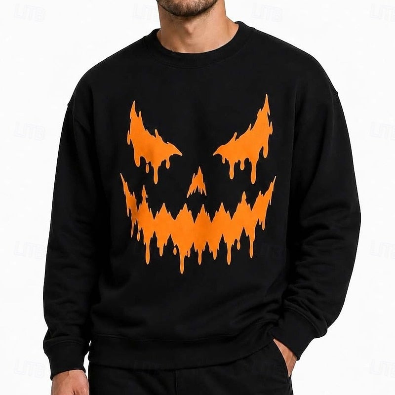 Bluejw Halloween Sweatshirt Pumpkin Jack O Lantern Gothic Spooky Street Style Crewneck Graphic for Men's Adults' 3D Print for Halloween Carnival Party Casual Daily - Image 4