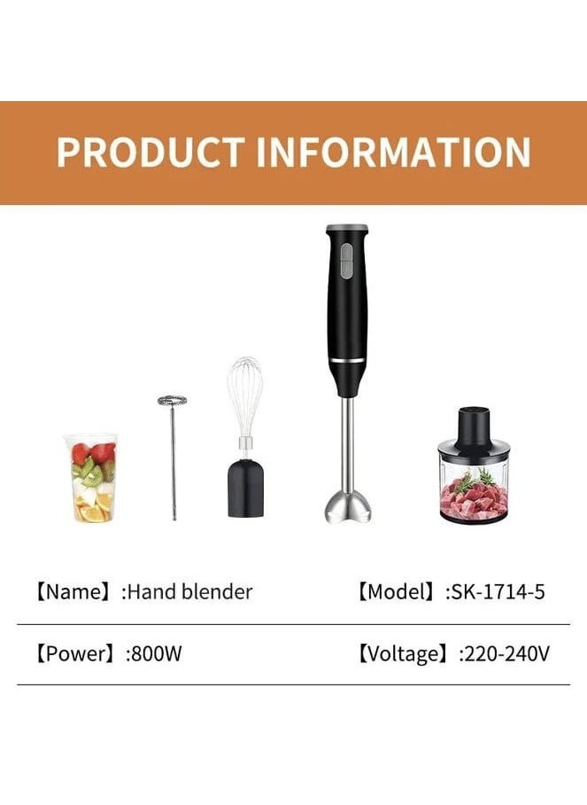 Generic - 5 in 1 Hand Blender, Chopper, Whisker & Mixer with Durable Stainless Steel Blades, Removable Stick, and Multipurpose Attachments for Smoothies, Soups, and Chopping - Image 1