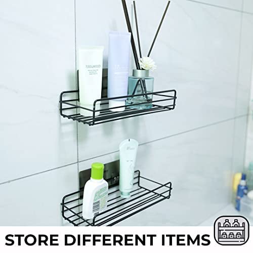 Kuber Industries Stainless Steel Bathroom & Kitchen Organizer Rack|Multipurpose Wall Shelves|Storage Racks & Shelves for Bathroom & Kitchen|HR-14|Pack of 2|Black - Image 4