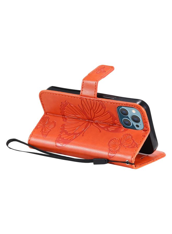 زبون جراب لهاتف iPhone 13 mini، جراب جلدي أفقي قابل للطي بنقشة فراشة ثلاثية الأبعاد مع حامل وفتحة للبطاقات ومحفظة وحبل - Image 5