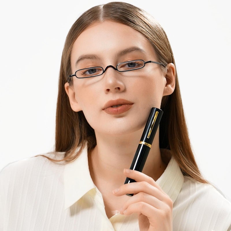 Viseng 2 Pack Slim Mini Metal Reading Glasses Compact Lightweight Portable Readers With Glasses Case For Reading Case +2.0 - Image 4