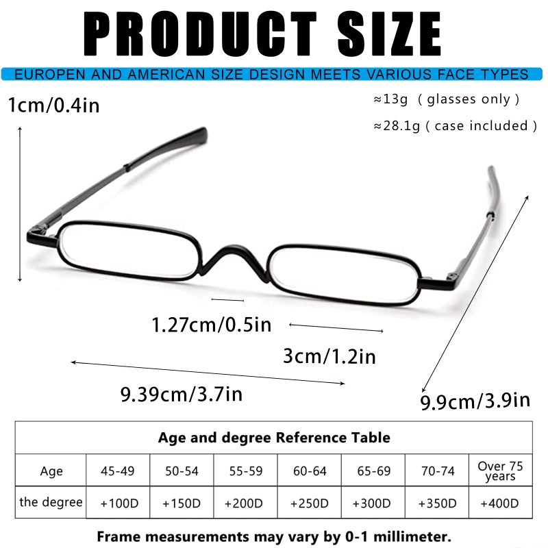 Viseng 2 Pack Slim Mini Metal Reading Glasses Compact Lightweight Portable Readers With Glasses Case For Reading Case +2.0 - Image 2