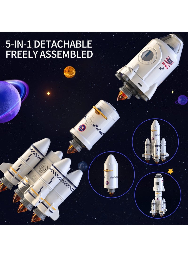 5-in-1 Space Shuttle Rocket Toy Set for Kids 3-9: STEM Educational Aerospace Playset with Astronaut Figures and Projection Lamp - Perfect Science Adventure Gift for Boys & Girls Ages 3+ - Image 4