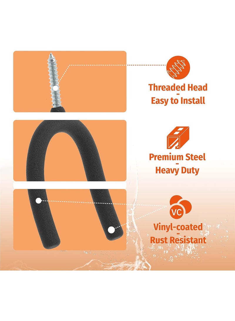 Suntown 16 PCS Screw in U Utility Hooks, Black, Shovel Holder Wall Mount, U Hooks for Hanging Garden Tools for Garage Workshop Storage Hang Shovels Rakes Brooms Sports Equipment Tennis Racket - Image 2