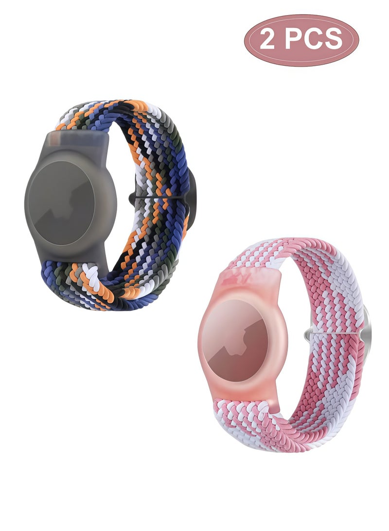 2 Pack Airtag Kids Wristbands, Kids Bracelet Compatible with Apple AirTag, Nylon Strap Tracker Cassette Holder Accessories for Toddlers Adults, Adjustable Anti-Lost - Image 1