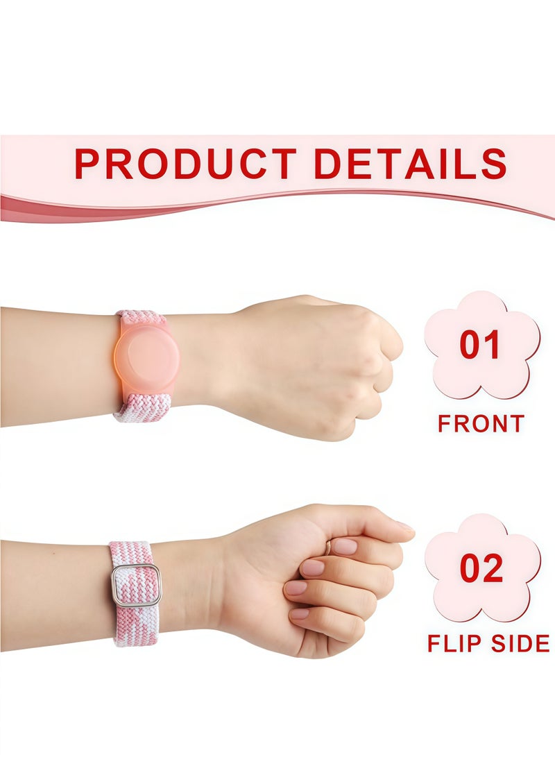 2 Pack Airtag Kids Wristbands, Kids Bracelet Compatible with Apple AirTag, Nylon Strap Tracker Cassette Holder Accessories for Toddlers Adults, Adjustable Anti-Lost - Image 2