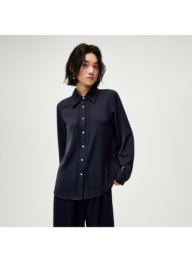 HLA قميص نسائي أنيق وعصري بأكمام طويلة ومناسب للربيع 2025، فضفاض وناعم - Image 4