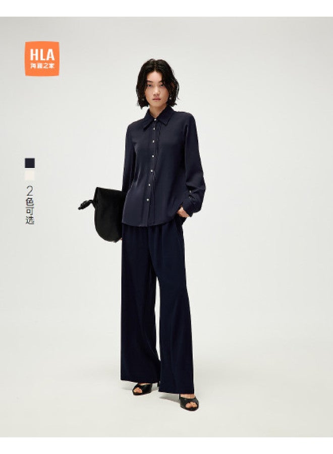 HLA قميص نسائي أنيق وعصري بأكمام طويلة ومناسب للربيع 2025، فضفاض وناعم - Image 1