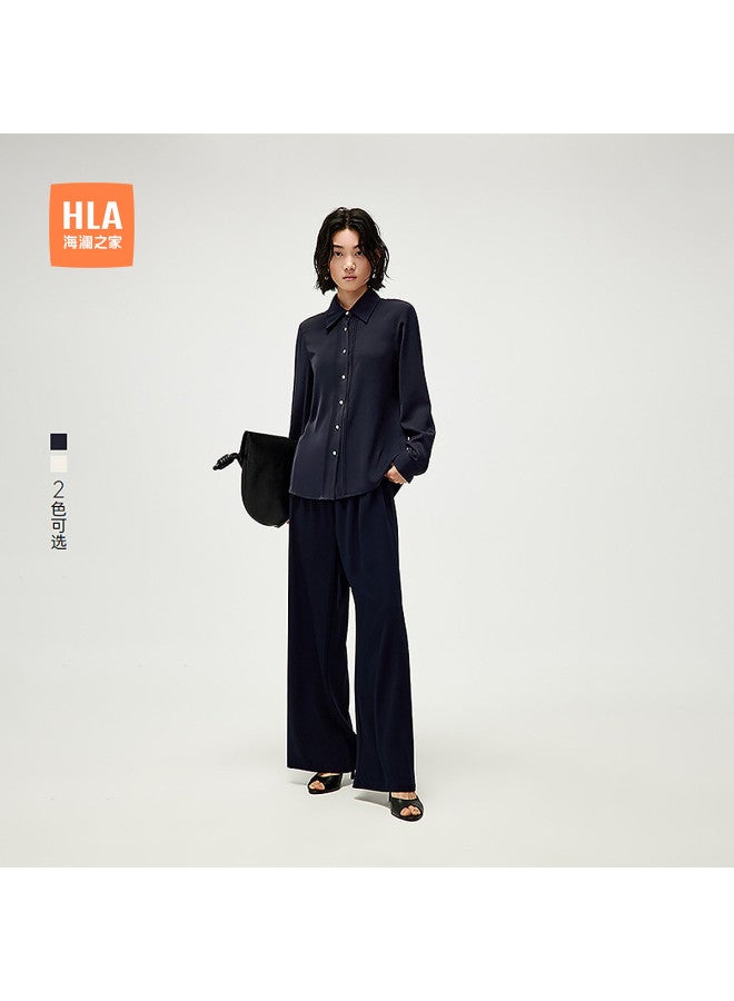 HLA قميص نسائي أنيق وعصري بأكمام طويلة ومناسب للربيع 2025، فضفاض وناعم - Image 2