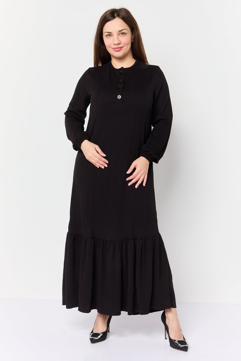 trendyol Women Ribbed Maix Dress, Black - Image 1