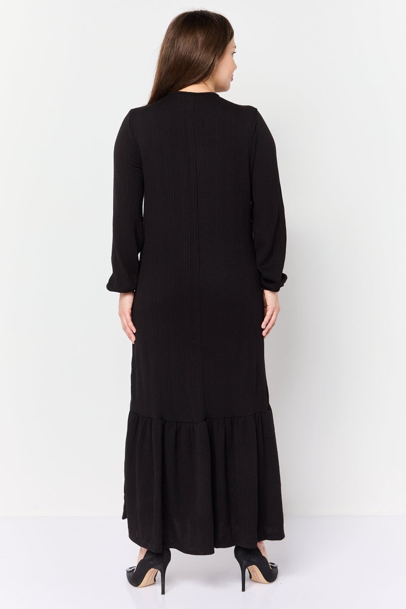 trendyol Women Ribbed Maix Dress, Black - Image 3