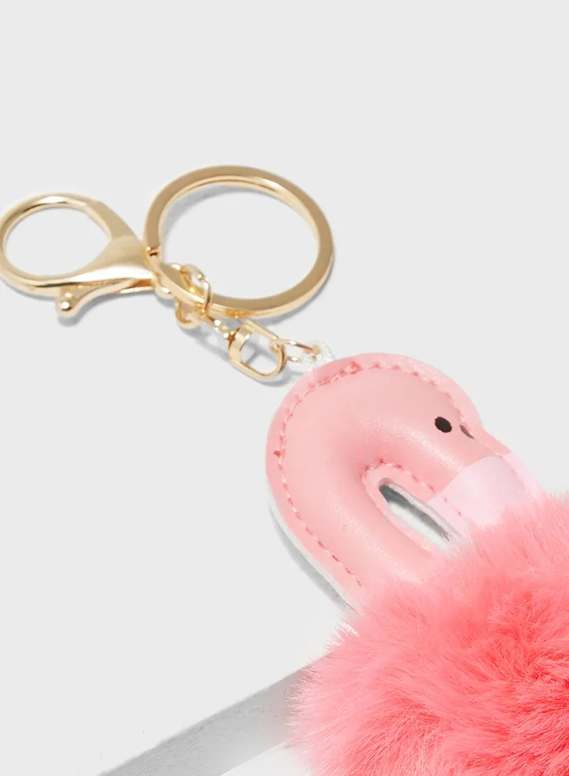 Pink Cactus Flamingo Keyring