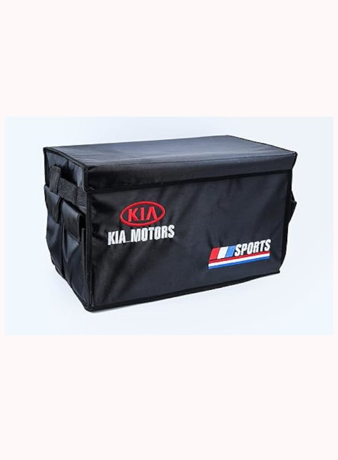 كيا صندوق تخزين منظم لصندوق السيارة قابل للطي، مع جيوب صغيرة، حجرات حاوية للحمولة، منظم للاحذية، اسود- الوان متعددة (كيا) - Image 1