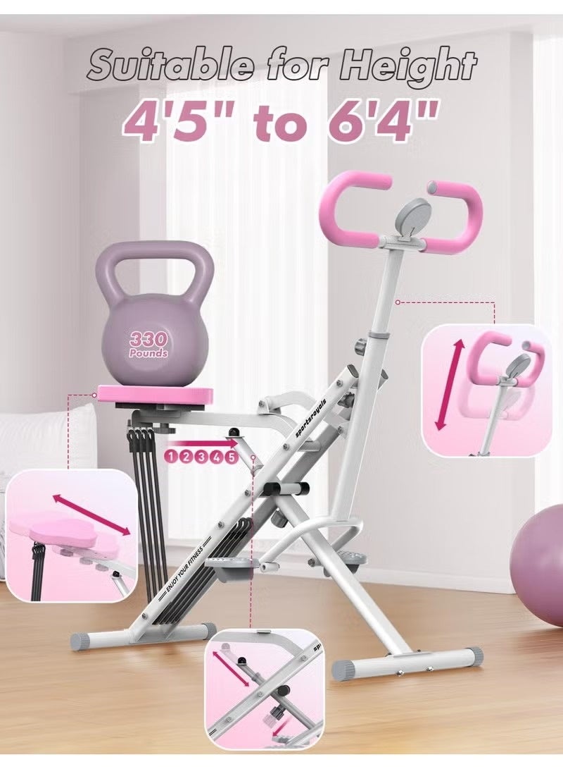 JOGAMS Home Squat Machine, Rodeo Core Exercise Machine, 300 lbs Foldable, Adjustable 4 Resistance Bands, Cycling and Rowing Machine for Glutes Buttocks Thighs, Abs Back/Leg Press Hip Thrust - Image 5
