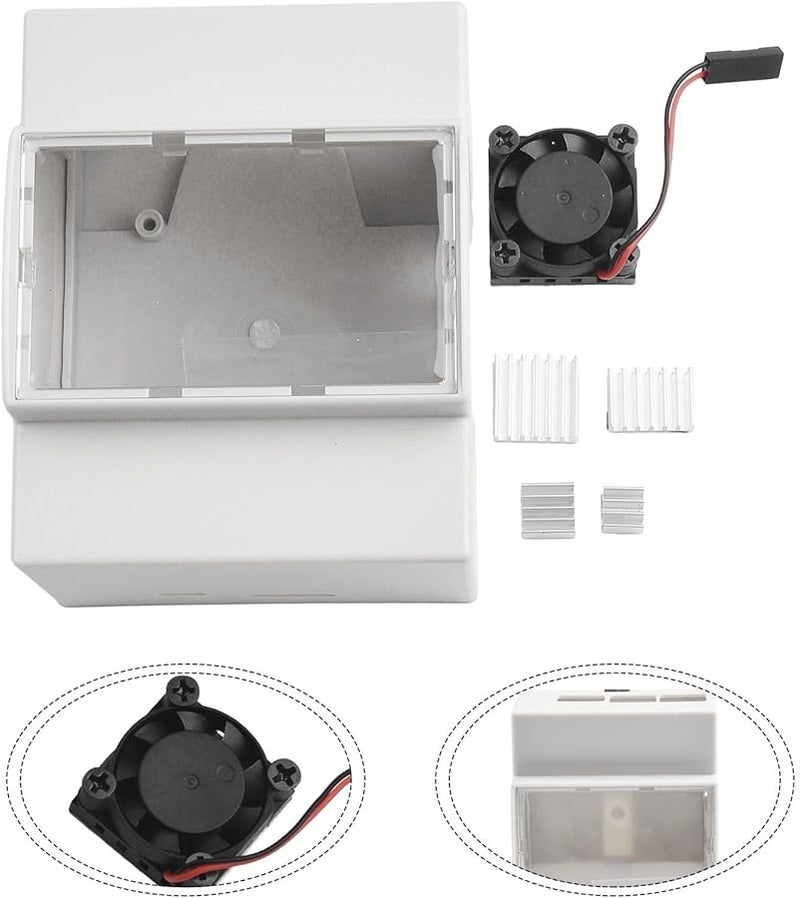 ABS Case DIN Rail Mount Enclosure For Raspberry Pi 3B With Fan Cooling Transparent Viewing Port - Image 4