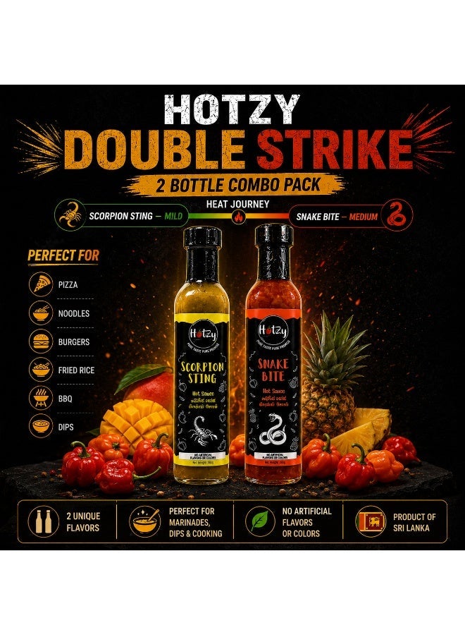 HOTZY Double Strike Hot Sauce Combo Pack Mild Medium 2 x 285g - Image 1
