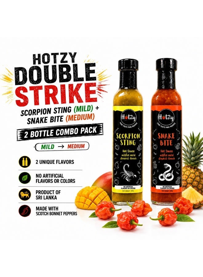 HOTZY Double Strike Hot Sauce Combo Pack Mild Medium 2 x 285g - Image 3