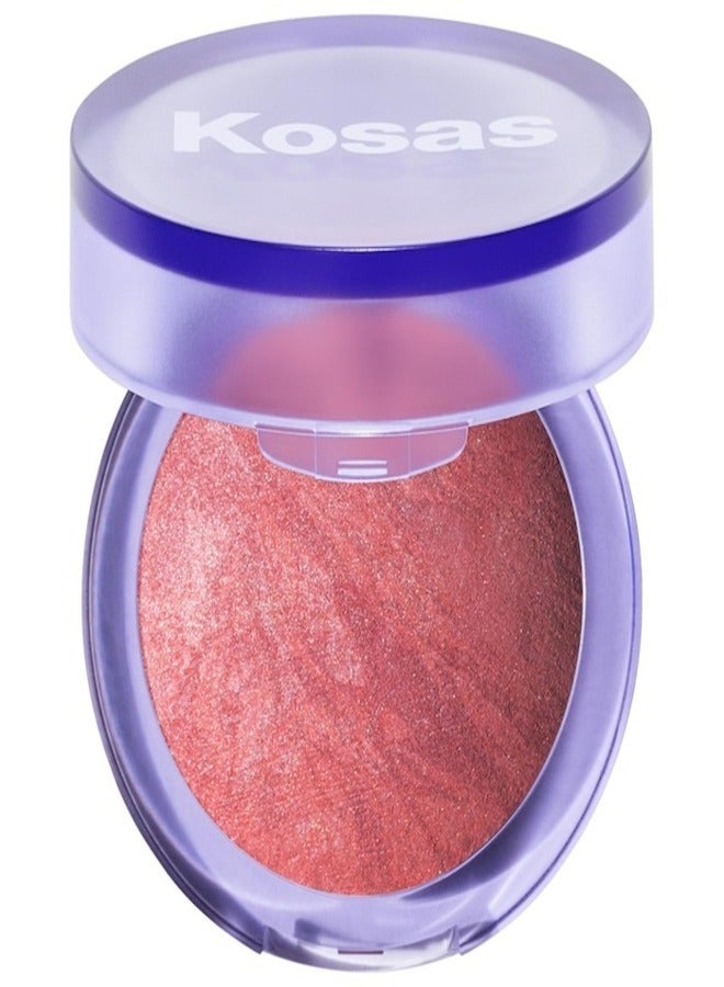 Kosas Blush is Life Baked Talc-Free Dimensional + Brightening Blush, Thrill - Vibrant Blood Orange 4.5g  - Image 1