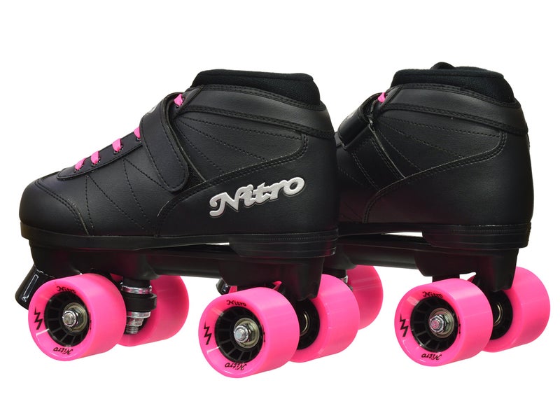 Epic Skates Super Nitro Indoor/Outdoor Quad Speed Roller Skates Black/Pink, Youth 5 - Image 4