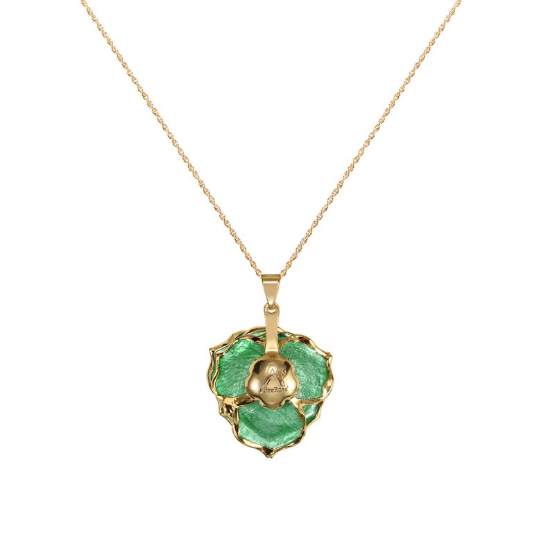 AliveRose Gold Dipped Necklace Gifts for Women, 24K Gold Dipped Real Rose Pendant Necklace Mothers Day Anniversaries Birthday Christmas Gifts for Her (Green) - Image 2