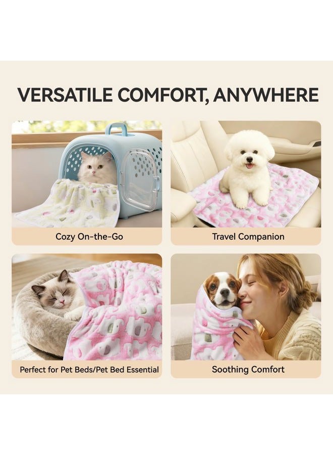 LINENLUX 1 Pack 3 Blankets Super Soft Fluffy Premium Fleece Dog Blankets for Puppy Cat Pet Blanket Flannel Throw Warm Sleep Elephant Pattern 23x16 inches - Image 3