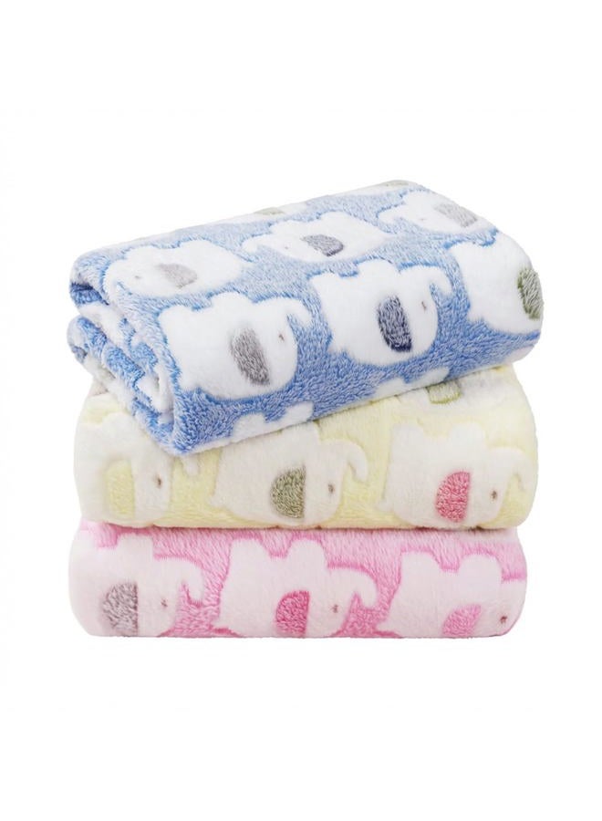 LINENLUX 1 Pack 3 Blankets Super Soft Fluffy Premium Fleece Dog Blankets for Puppy Cat Pet Blanket Flannel Throw Warm Sleep Elephant Pattern 23x16 inches - Image 1