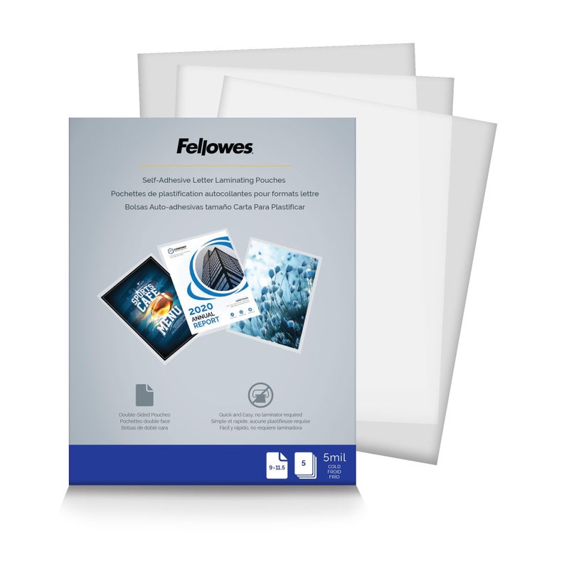 Fellowes Self-Adhesive Letter Laminating Pouches ,5 Pack (52205) - Image 1