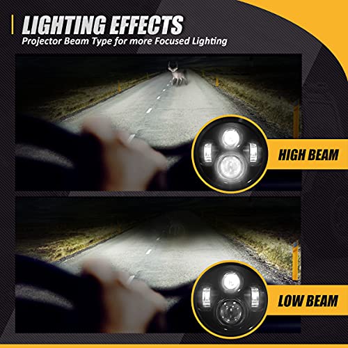 NUVISION LIGHTING NVL-HL-001 7 inches LED Projector Headlight High Low Beam Compatible with 97-17 Jeep Wrangler JK TJ LJ CJ 18 Wrangler JK with Wiring Harness (Left & Right) DOT Approved, Black - Image 4