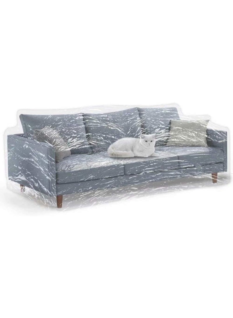 Clear Thicker Couch Cover for Pets, Heavy Duty Cat Scratch Sofa Cover for Protection Against Cat Dog Clawing, Waterproof Plastic Shield Covers for Couch, Sofa Slipover for Storage and Moving - Image 1