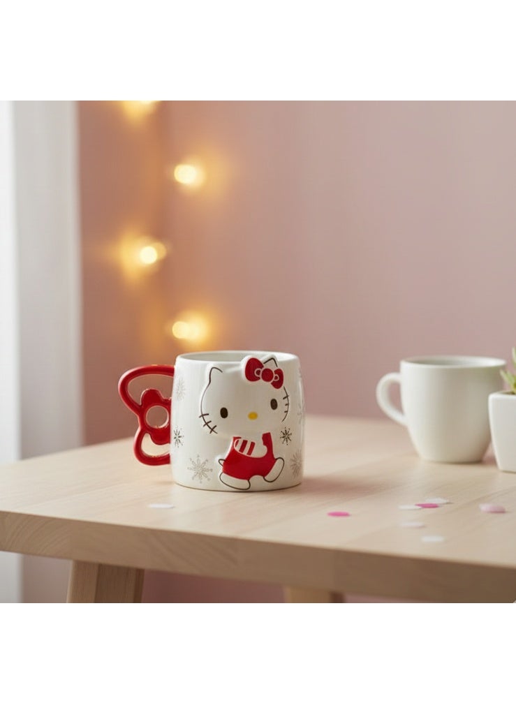 هالو كيتي كوب مق سيراميك بتصميم كرتوني مميز لشخصية هيلو كيتي الشهيرة مثالي للاستخدام اليومي والهدية - Image 1