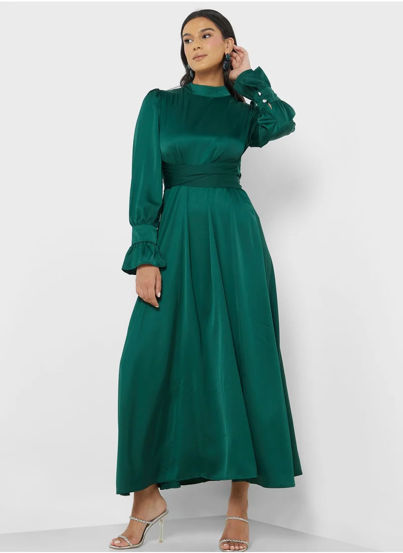 Khizana Ruched Waist A-Line Dress