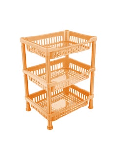 sulfar Sulfar Multipurpose Plastic Trolley with Dish Rack for Kitchen Fruit Vegetable Storage Basket Modern Organizer - 3 Layer Stackable Shelf Cart Kitchenware Food, Snacks, Bottles, Toys (Beige)  - Image 1