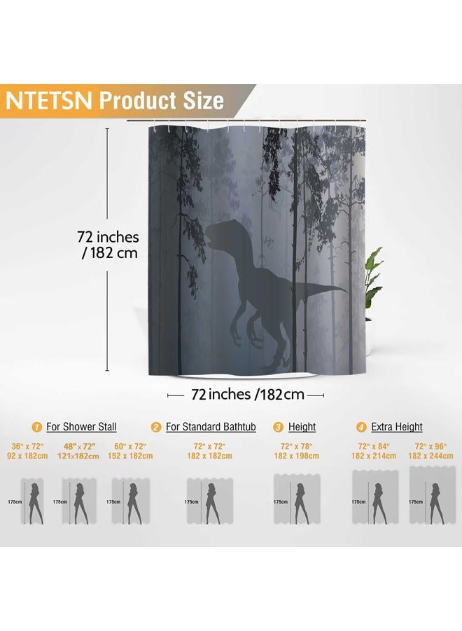 NTETSN Animal Shower Curtain Tyrannosaurus Rex Silhouette Dinosaur Art Painting Bathroom Set with Hooks Animal Home Waterproof Polyester Fabric Bathing Room Decor 72x72 Inch YLYYNT2694 - Image 3