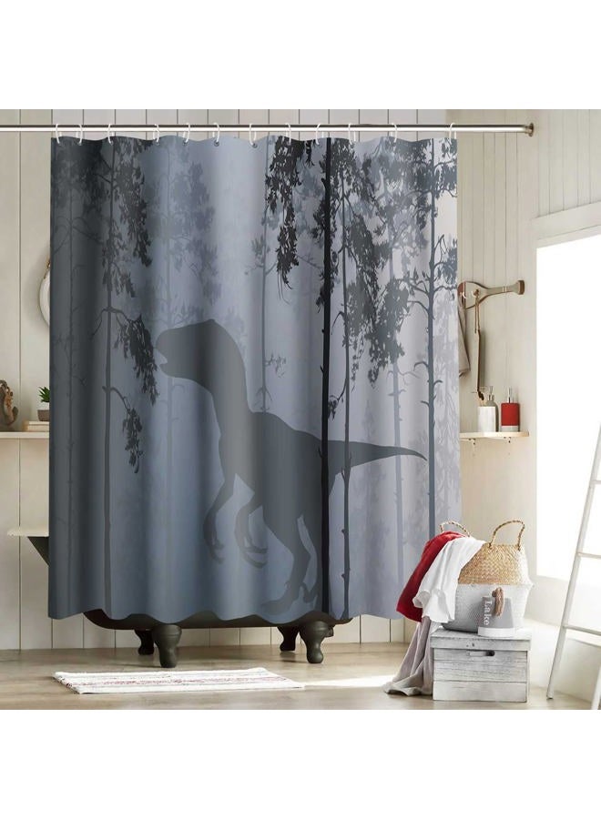 NTETSN Animal Shower Curtain Tyrannosaurus Rex Silhouette Dinosaur Art Painting Bathroom Set with Hooks Animal Home Waterproof Polyester Fabric Bathing Room Decor 72x72 Inch YLYYNT2694 - Image 2