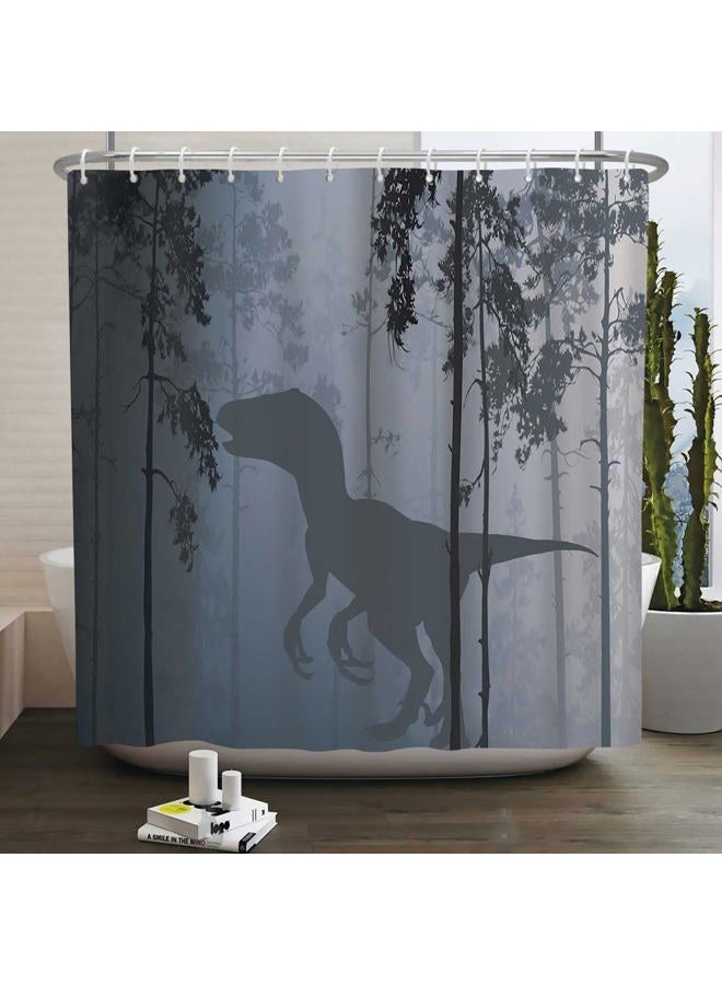NTETSN Animal Shower Curtain Tyrannosaurus Rex Silhouette Dinosaur Art Painting Bathroom Set with Hooks Animal Home Waterproof Polyester Fabric Bathing Room Decor 72x72 Inch YLYYNT2694 - Image 1