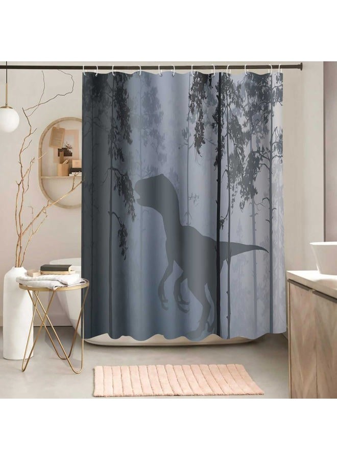 NTETSN Animal Shower Curtain Tyrannosaurus Rex Silhouette Dinosaur Art Painting Bathroom Set with Hooks Animal Home Waterproof Polyester Fabric Bathing Room Decor 72x72 Inch YLYYNT2694 - Image 4