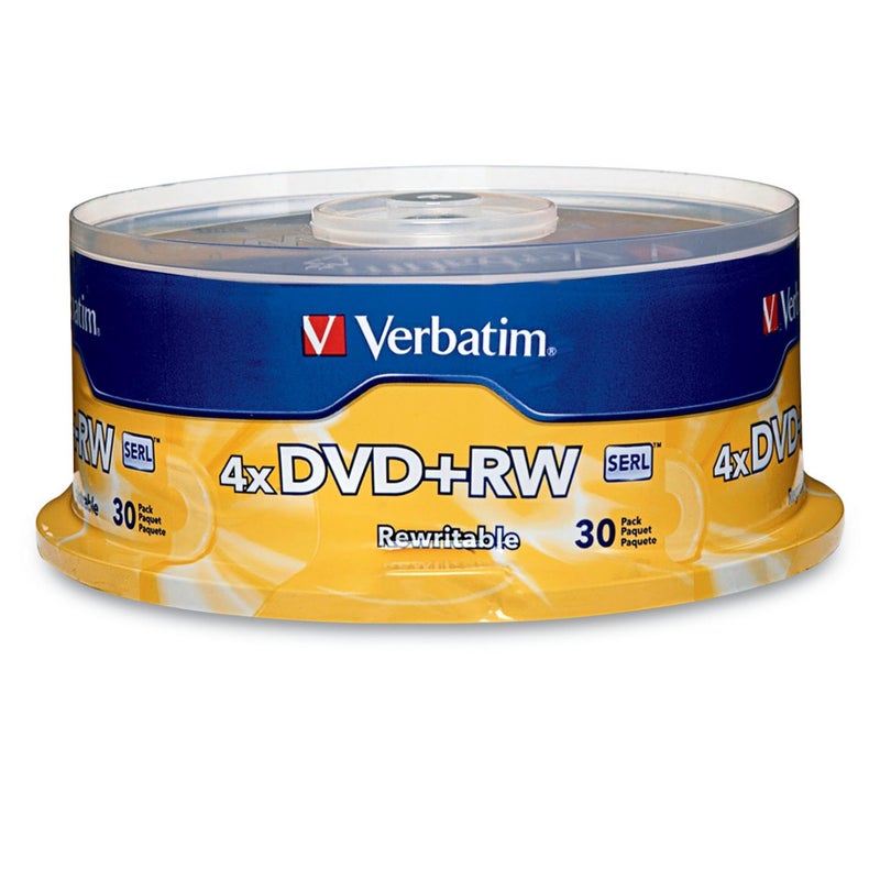 Verbatim DVD+RW 4.7GB 120Min Up to 4X Blank Discs Rewritable Up to 1000 times - 30pk Spindle - Image 1