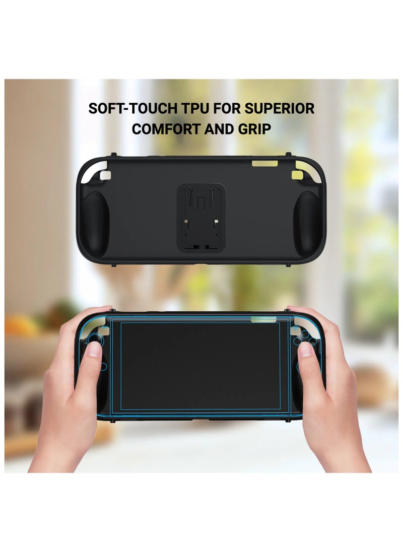 Protective for Nintendo Switch 2, anti-scratch, with Holder, Ergonomic design, TPU, Black