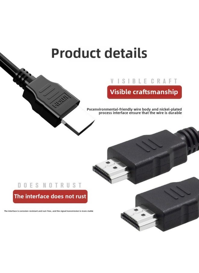 ماركة غير محددة خط HDMI عالي الدقة 1080 بكسل لصندوق الاستقبال، خط بيانات التلفزيون إصدار 1.4، اتصال فيديو بشاشة الكمبيوتر، خط HDMI - اللون: أسود - طول الخط: 0.3 متر (رأس مطلي بالنيكل)  - Image 2