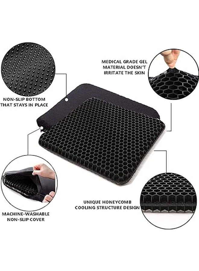 عام وسادة جل المقعد السميكة المزدوجة - غطاء حماية مضاد للانزلاق للمساعدة في تخفيف آلام الظهر والعصب الوركي - وسادة مقعد لكراسي المتحركين والوسادة المقعدة. - Image 3