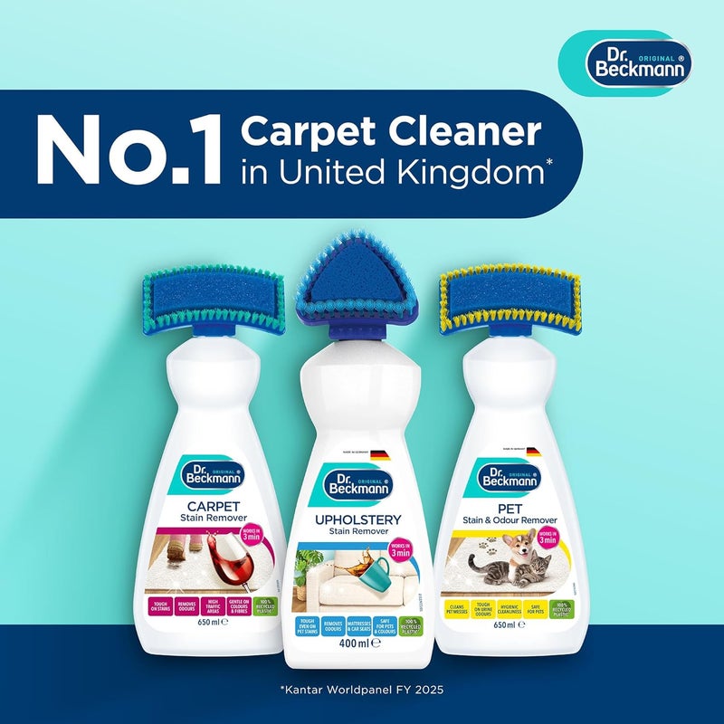 2 in 1 Upholstery Stain Remover with Soft Brush Suitable for Cloth Car Seats & Mattress-Removes Stains & Odours- OXY & Anti-Odour Formula-Made in Germany-400 ML * 2 - Twin value Pack - Image 5