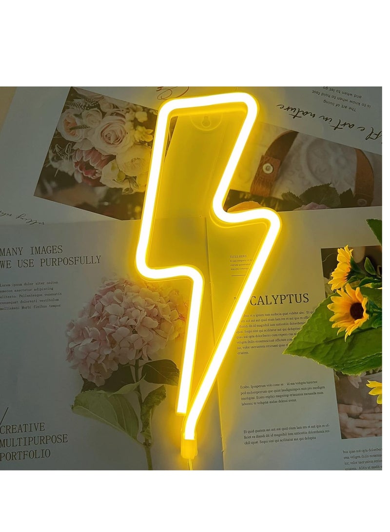 ELTRAZONE Neon Signs Lightning Bolt Neon Light Sign for Wall Decor, Battery or USB Powered Led Lightning Light Neon Sign for Bedroom, Kids Room, Birthday, Party, Wedding - Image 1