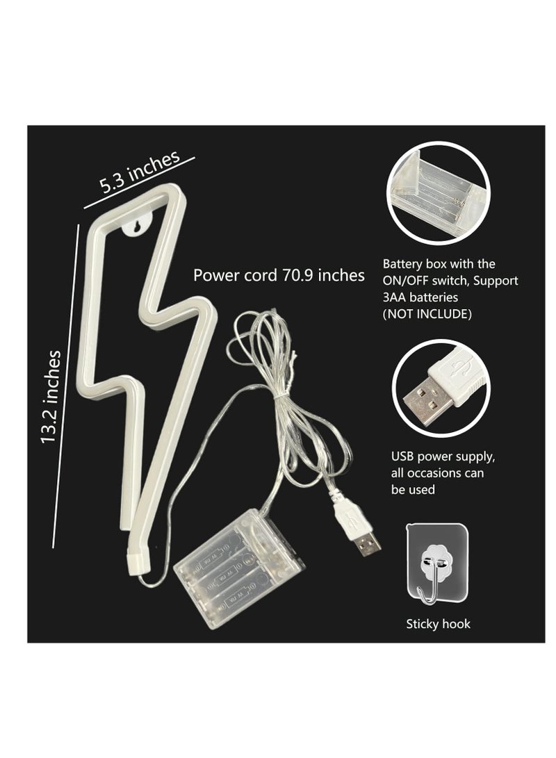 ELTRAZONE Neon Signs Lightning Bolt Neon Light Sign for Wall Decor, Battery or USB Powered Led Lightning Light Neon Sign for Bedroom, Kids Room, Birthday, Party, Wedding - Image 4