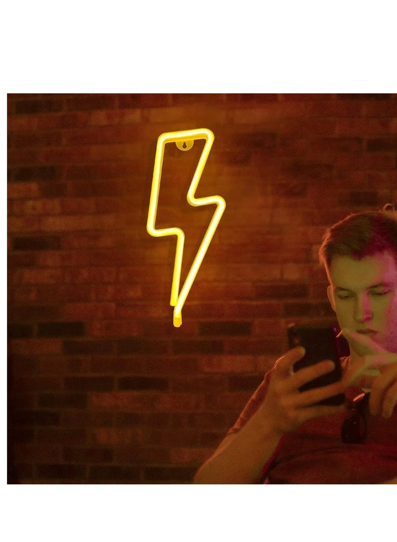 ELTRAZONE Neon Signs Lightning Bolt Neon Light Sign for Wall Decor, Battery or USB Powered Led Lightning Light Neon Sign for Bedroom, Kids Room, Birthday, Party, Wedding - Image 3