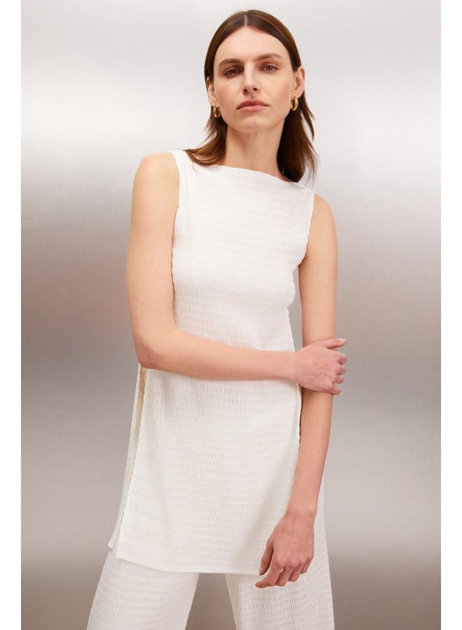 جريميلانج بلوزة نسائية طويلة بدون أكمام بلون إكرو من جريملانج سيريلون - Image 1