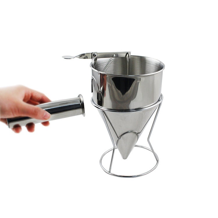 Stainless Steel Tapered Octopus Meatball Making Funnel Household Manual Chocolate Sauce Baking Tool Set with Seat(Large 19mm) - Image 5