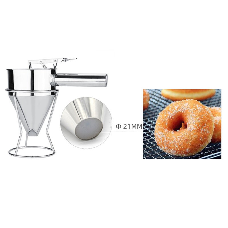 Stainless Steel Tapered Octopus Meatball Making Funnel Household Manual Chocolate Sauce Baking Tool Set with Seat(Large 19mm) - Image 3